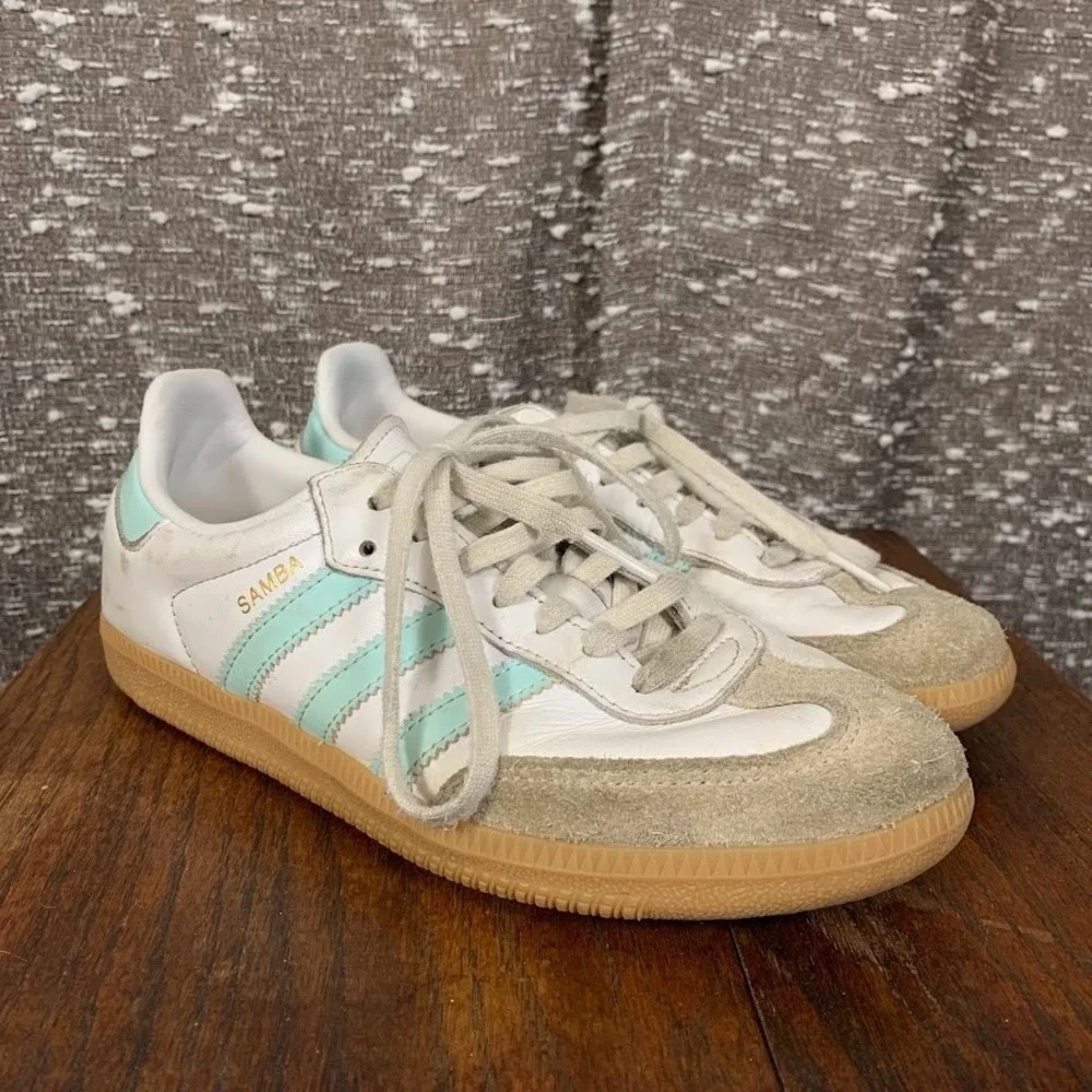 Adidas Samba OG Sneakers White/Mint Gum Bottom Juniors Kid's 4.5